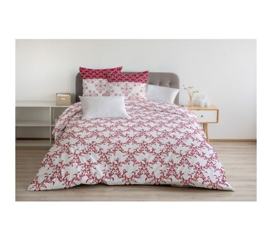 La Frise Parure De Couette 100% Coton - Bordeaux - 220x240 Cm