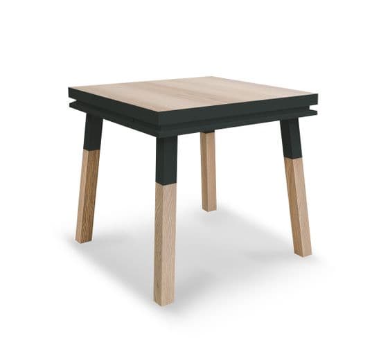 Table De Cuisine Carrée Avec Tiroir 80 Cm, 100% Frêne Massif