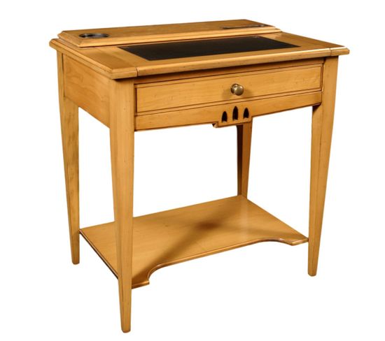 Bureau Ordinateur Avec Étagère Entre-jambes, Merisier Massif