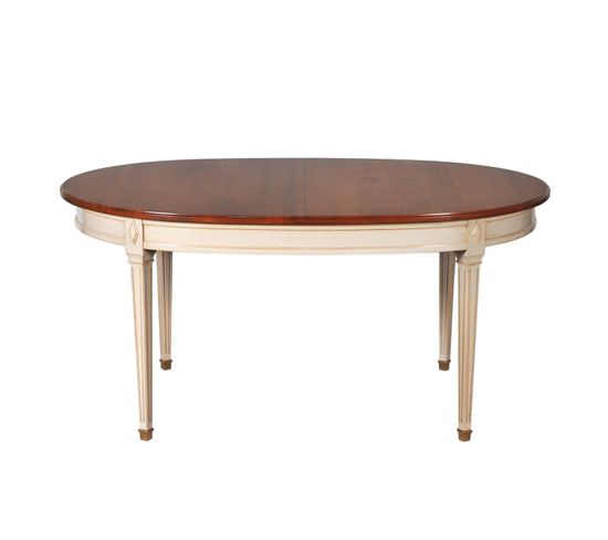 Table Ovale 2 Rallonges L. 160 Cm, En Merisier Massif