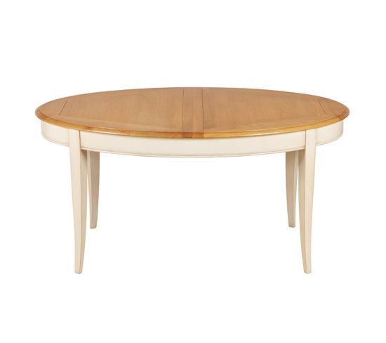 Table Ovale 160 Cm, 2 Rallonges Intégrées, Chêne Massif