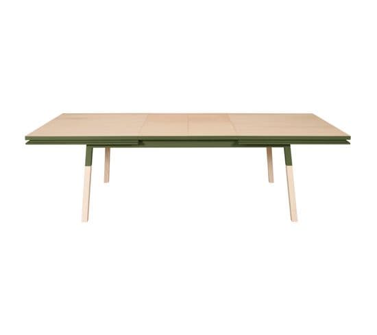 Table Repas Rectangulaire 200x120 Cm 2 Rallonges, 100% Frêne Massif