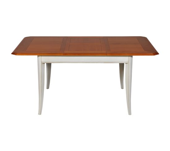 Table Carrée 120 Cm, 1 Rallonge Intégrée, Merisier Massif