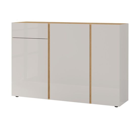 Buffet Scandinave Beige Et Bois Avec Encadrement Verre Chloe