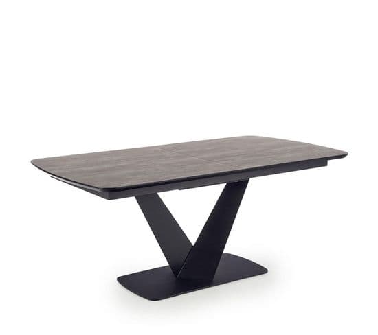 Table à Manger Design 180-230x95cm Avec Pied Central En Métal Noir Epona