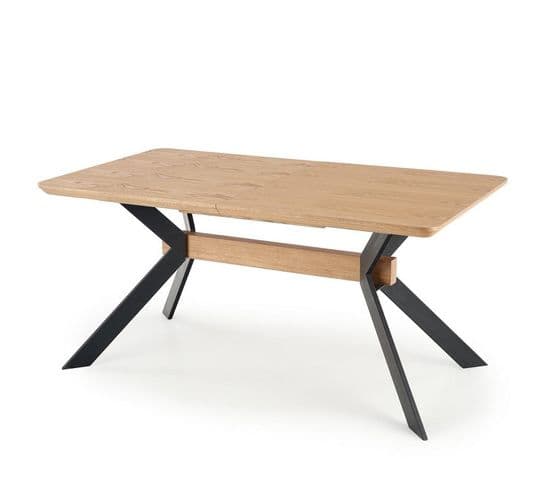 Table à Manger Extensible 160-220cm Aspect Chêne Et Métal Noir Ogma