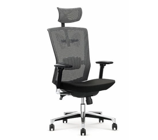 Fauteuil De Bureau Design En Filet Noir et Gris Armel