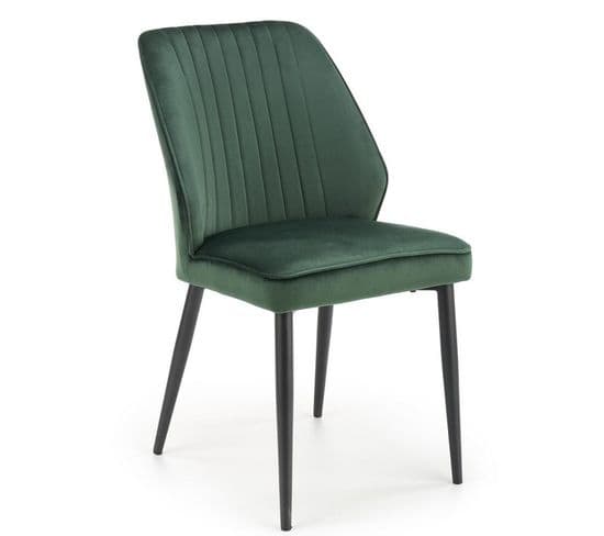 Chaise De Salle à Manger En Velours Vert Avec Pieds En Métal Noir Galatee