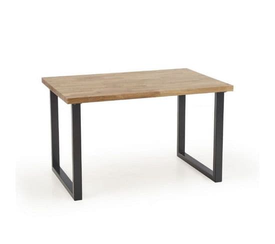 Table à Manger Industrielle En Chêne 160cm-250cm (option) Pieds U Loft - Rallonges (2x45cm)