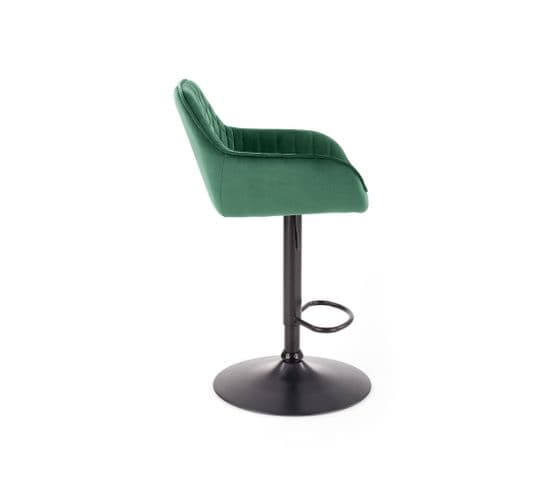 Chaise De Bar Ajustable En Hauteur En Velours Vert Avec Pied En Métal Eden