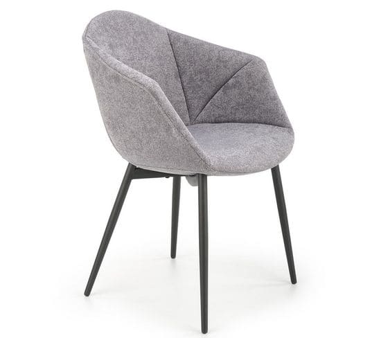 Chaise Contemporaine En Tissu Gris Avec Piètement En Métal Noir Kylie