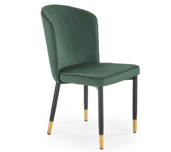 Chaise En Velours Vert Avec Dossier Enveloppant Et Pieds En Métal Ariel