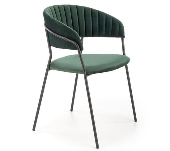 Chaise De Salle à Manger Contemporaine En Velours Vert Avec Structure En Métal Noir Dagan