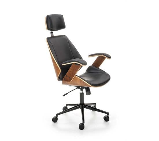 Fauteuil De Bureau Ergonomique Noyer Et Noir Fromi