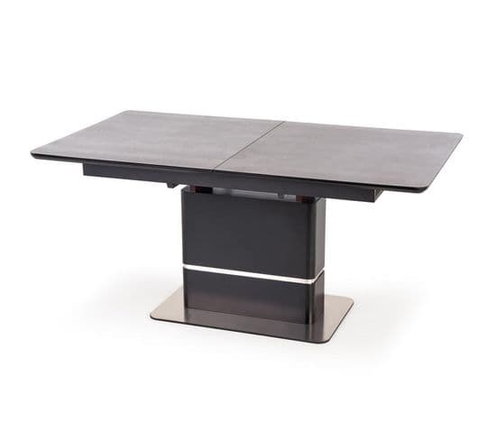 Table De Salle à Manger Extensible Avec Pied Central Design Noir Et Métal Corvi