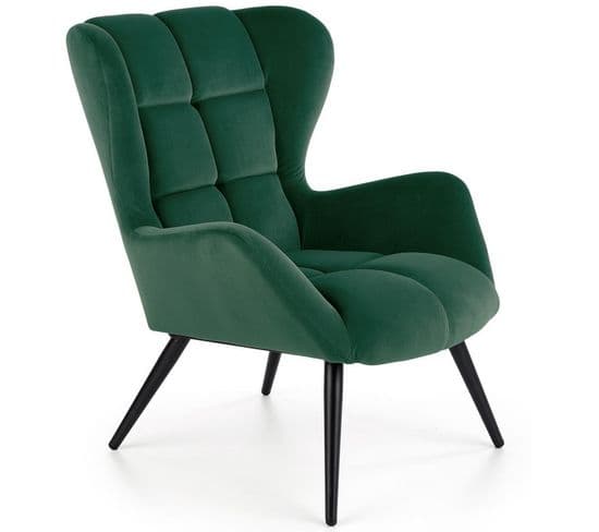 Fauteuil Contemporain En Velours Vert Glasgow