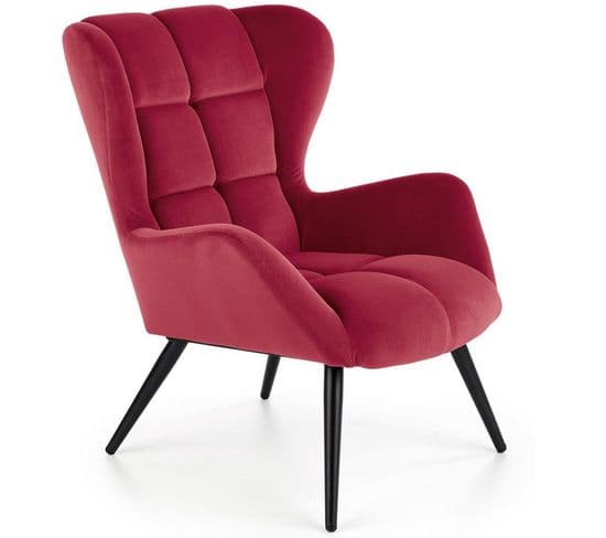 Fauteuil Contemporain En Velours Bordeaux Glasgow