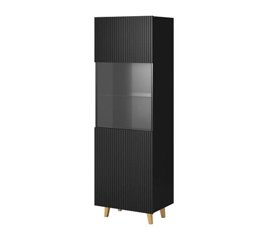 Vitrine Design Noir Mat 182 X 60cm Gustave