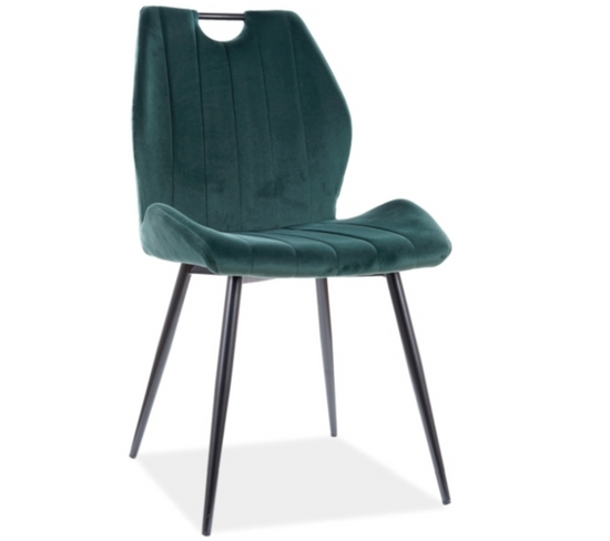 Chaise Design Métal Noir Et Velours Vert Skal