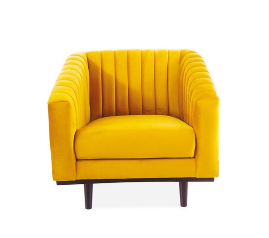 Fauteuil Design Velours Jaune 83cm Golt