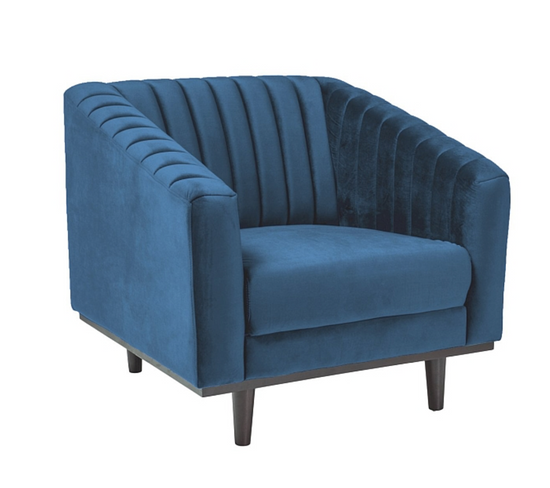 Fauteuil Design Velours Bleu 83 Cm Golt