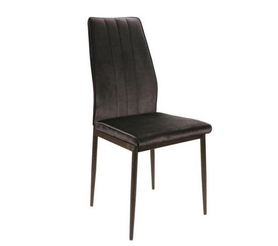 Chaise Design Velours Et Métal Noir Bator