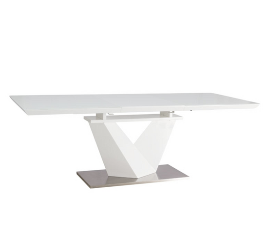 Table Extensible Rectangulaire Blanc Brillant 160 Cm Semjo