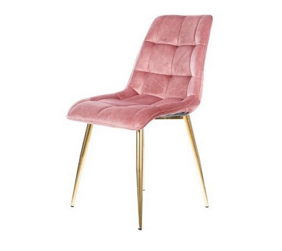 Chaise Design Velours Rose Pieds Or Harriet