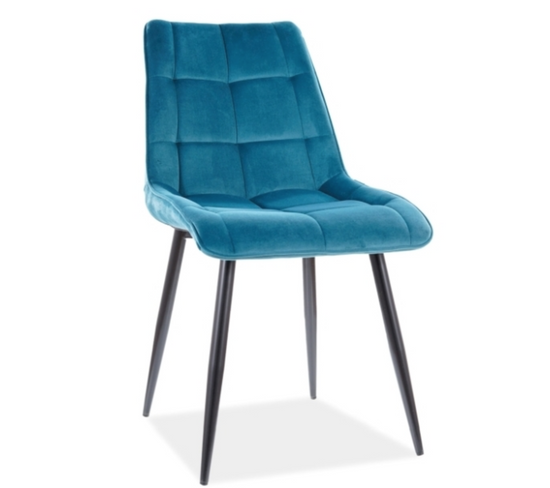 Chaise Design Velours Turquoise Pieds Noirs Harriet