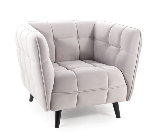 Fauteuil Design Carré Velours Gris Clair Compi