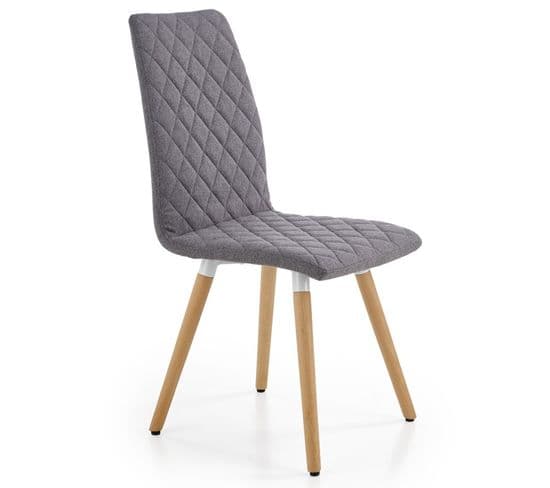 Chaise Beige Et Bois Capitonnée Will - Gris