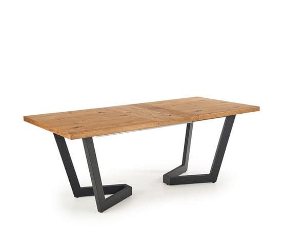 Table À Manger Extensible 160-250x90 cm Et Pieds En Métal Noir Bellona