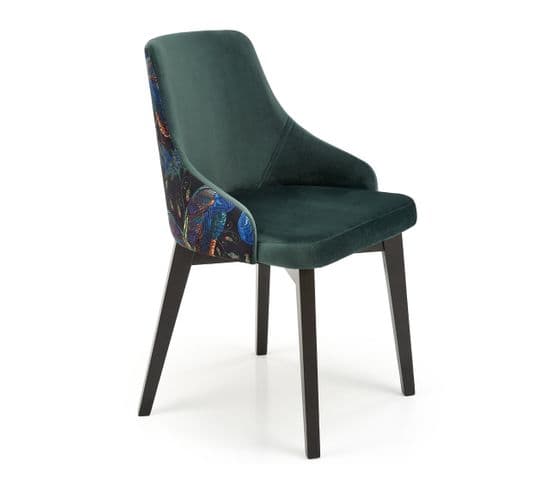 Chaise En Velours Vert Foncé Avec Dossier Multicolore Andrea