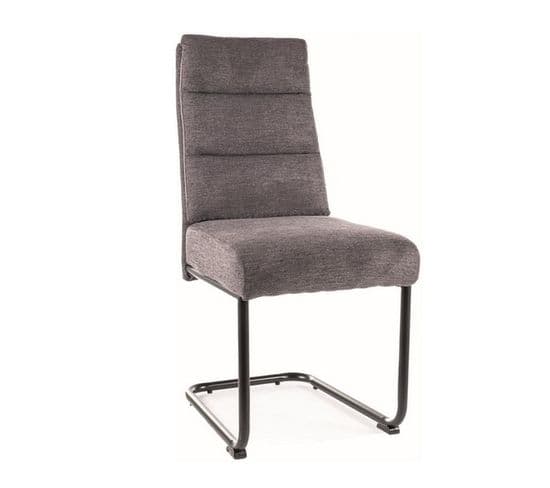 Chaise Design En Tissu Gris Foncé Avec Piètement En Métal Noir Marilou