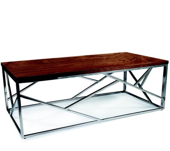 Table Basse Design Avec Plateau Couleur Noyer 120x60 Cm Milla