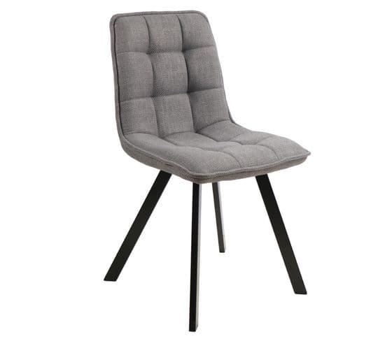 Chaise Design En Tissu Gris Avec Pieds En Métal Noir Louise