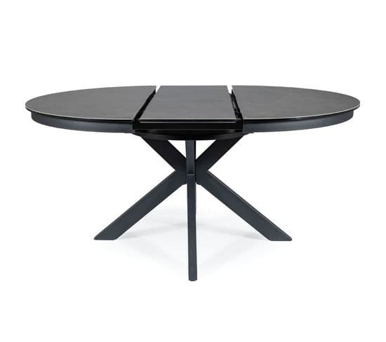 Table Extensible Ronde Design Gris Foncé 120cm Avec Pieds Noir Mat Arena