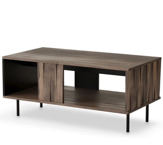 Table Basse Design Aspect Noyer Et Noir Mat 100 X 54 Cm Matty