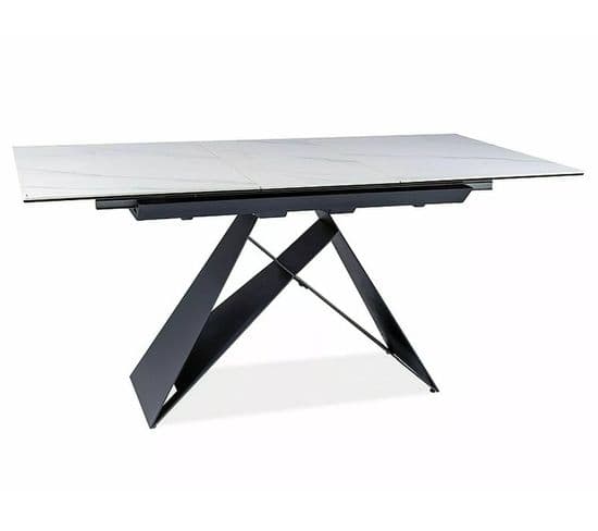 Table à Manger Design Marbre Blanc Et Noir 120-160cm Holly Sg