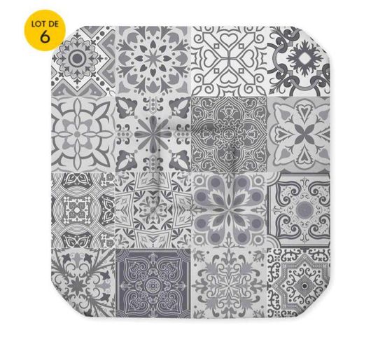 Lot De 6 Galettes 4 Rabats 36 X 36 X 3.5 Cm Polyester Persane Gris