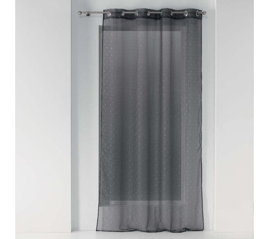 Lot De 2 Voilages 140 X 240 Cm Pois Métallisés Orion Anthracite