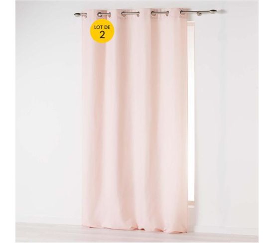 Lot De 2 Rideaux Uni 140x 260 Cm Absolu En Microfibre Rose