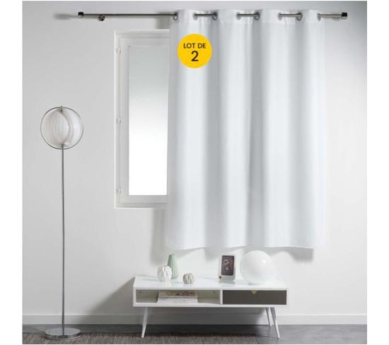 Lot De 2 Rideaux Spécial Petites Fenêtres 140 X 180 Cm Essentiel Blanc