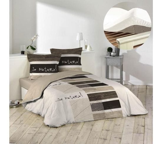 Pack Housse De Couette 220x240 Cm So Natural + Drap Housse 140x190 Blanc