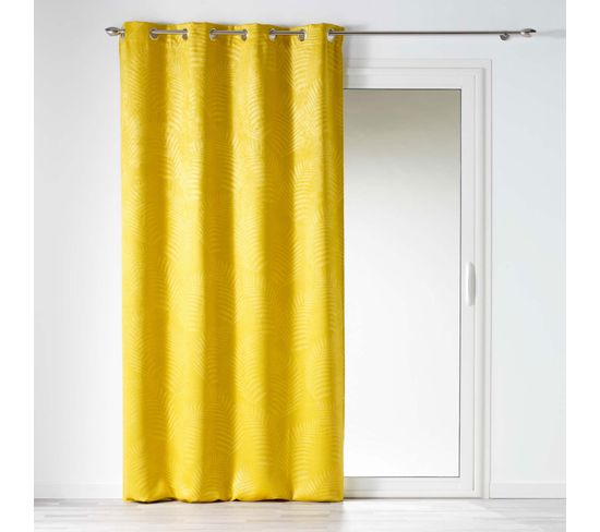 Rideau 100% Occultant 140 X 240 Cm En Velours Frappé Tropicaline Jaune