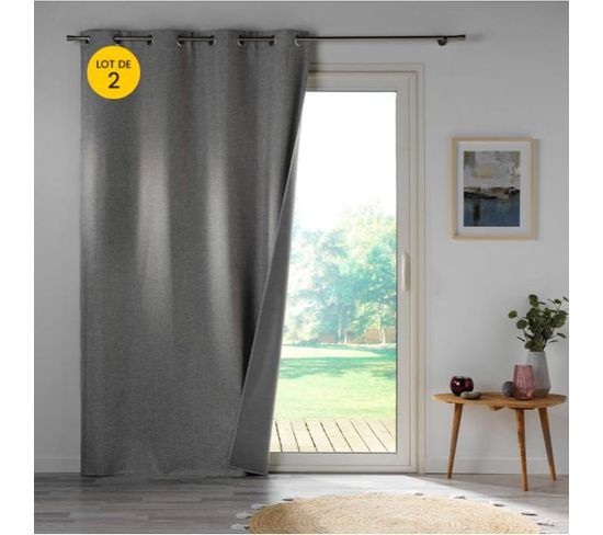 Lot De 2 Rideaux Occultant 140 X 260 Cm Crépuscule Gris