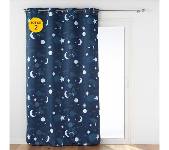 Lot De 2 Rideaux Occultant 140 X 260 Cm Moonlight Bleu