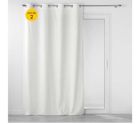 Lot De 2 Rideaux Tamisant à Oeillets 140 X 260 Cm Velours Relief Velouriane Blanc