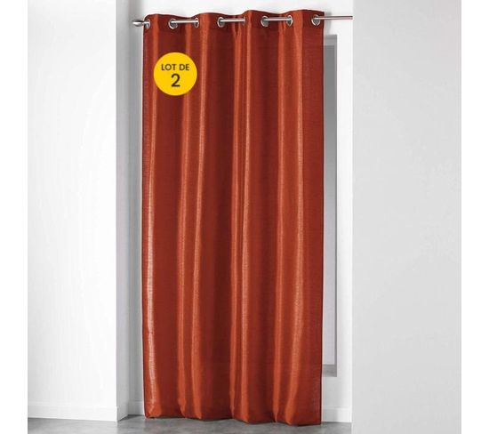 Lot De 2 Rideaux Effet Soie 140 X 240 Cm Shana Orange