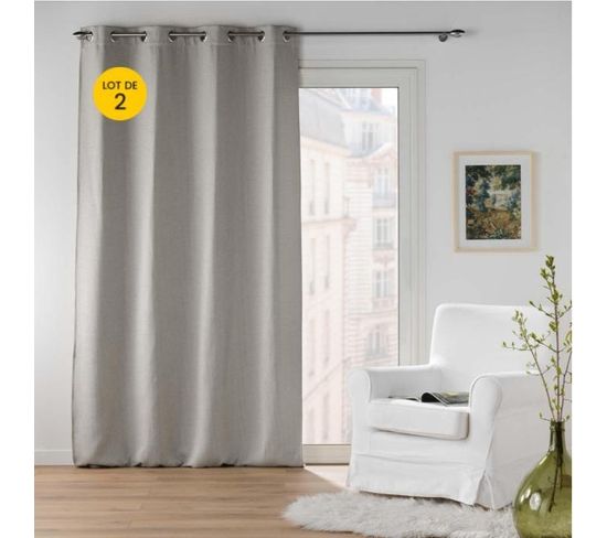 Lot De 2 Rideaux Épais 135 X 240 Cm Occultant Jacquard Blake Gris